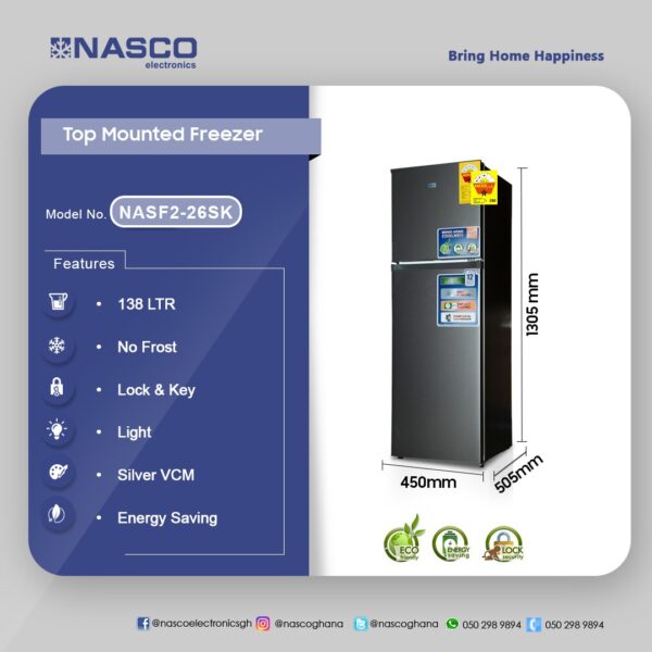 Nasco Fridge Top Freezer 138Ltr