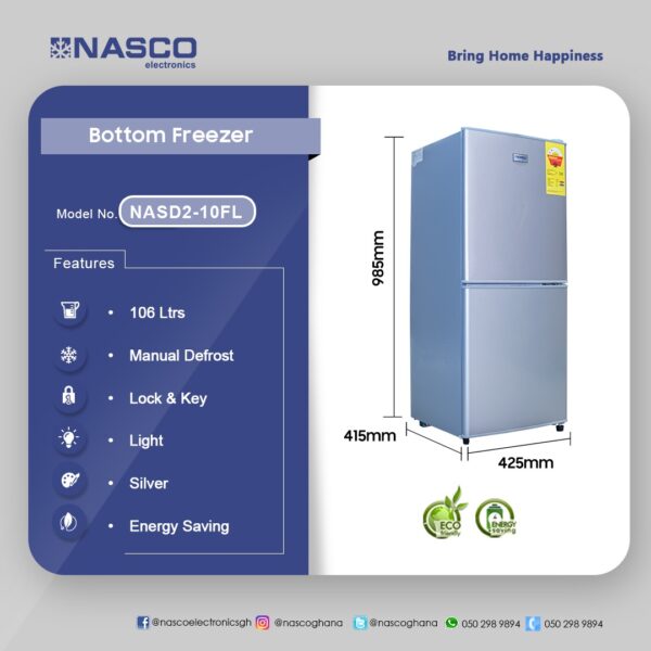 Nasco Fridge Bottom Freezer 106L