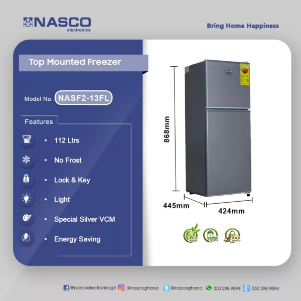 Nasco Fridge Top Freezer 112L
