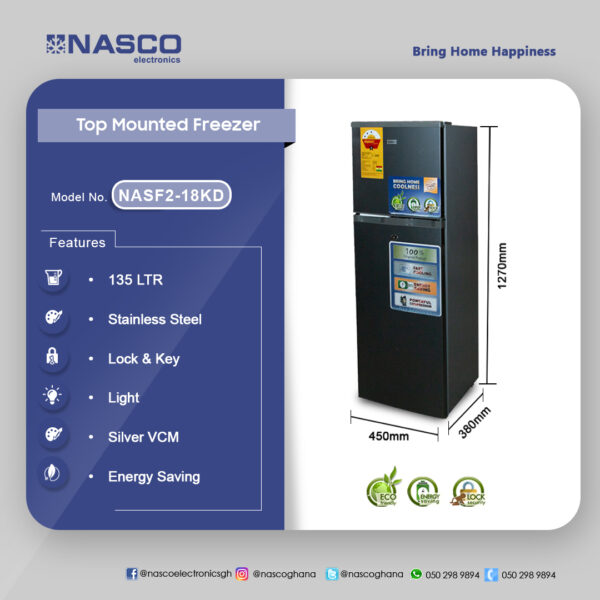Nasco Fridge Top Freezer 135Ltr