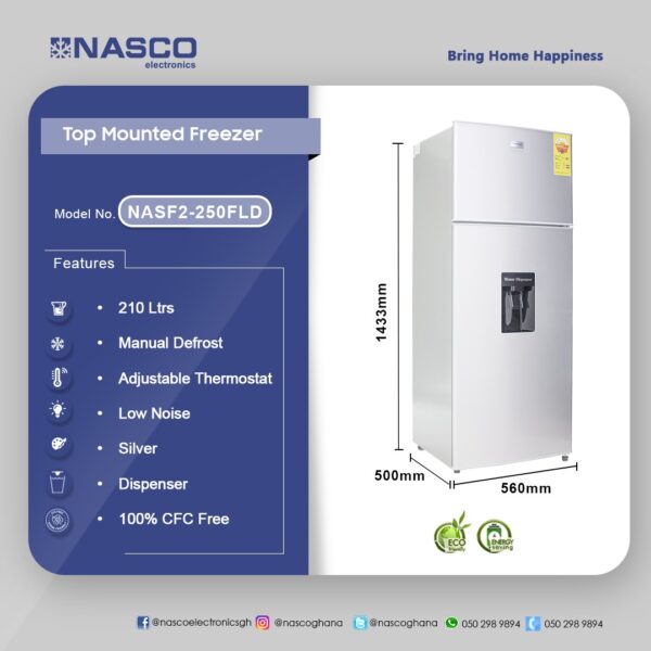 Nasco Fridge Top Freezer 210 Ltr