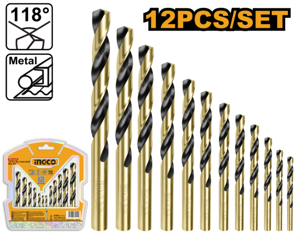 Ingco 12 Pcs HSS twist drill bits set