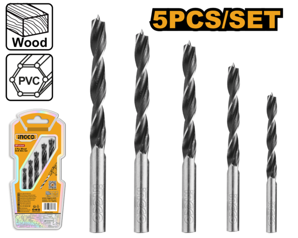 Ingco 5 Pcs wood drill bits set