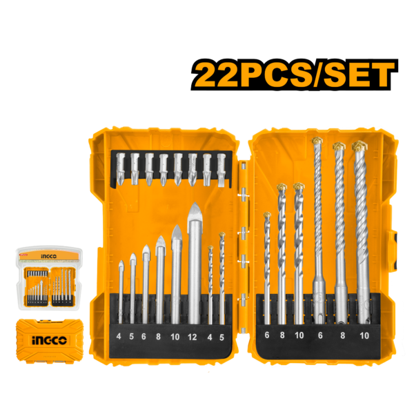 Ingco 22 Pcs drill bits and screwdriver bits set