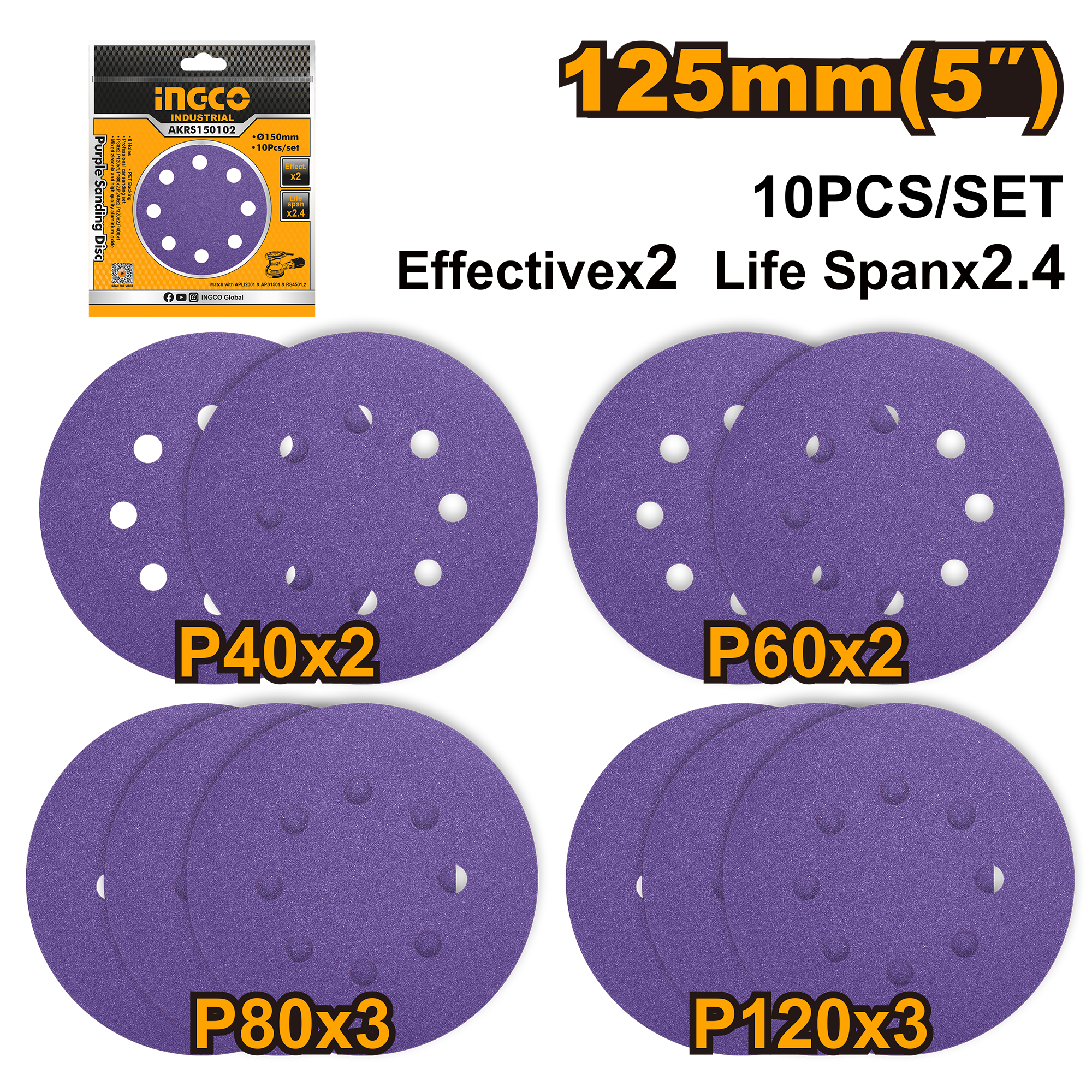 Purple sanding disc 125mm – P10