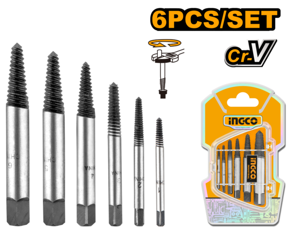 Ingco 6 Pcs screw extractor set