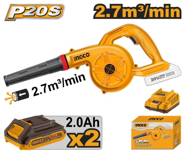 Ingco Cordless blower 20V 1 Speed + 2 Battery – P1C4