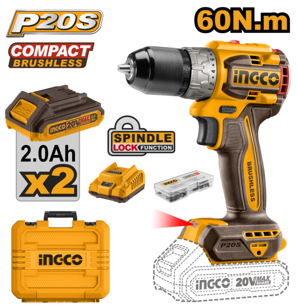 Ingco Compact Brushless Cordless Drill