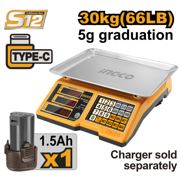 Ingco Lithium-Ion scale 12V 30Kg – C1