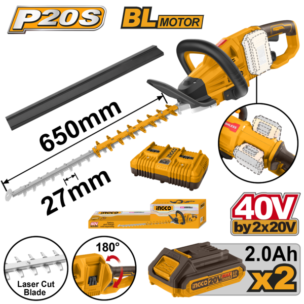 Ingco Cordless hedge trimmer