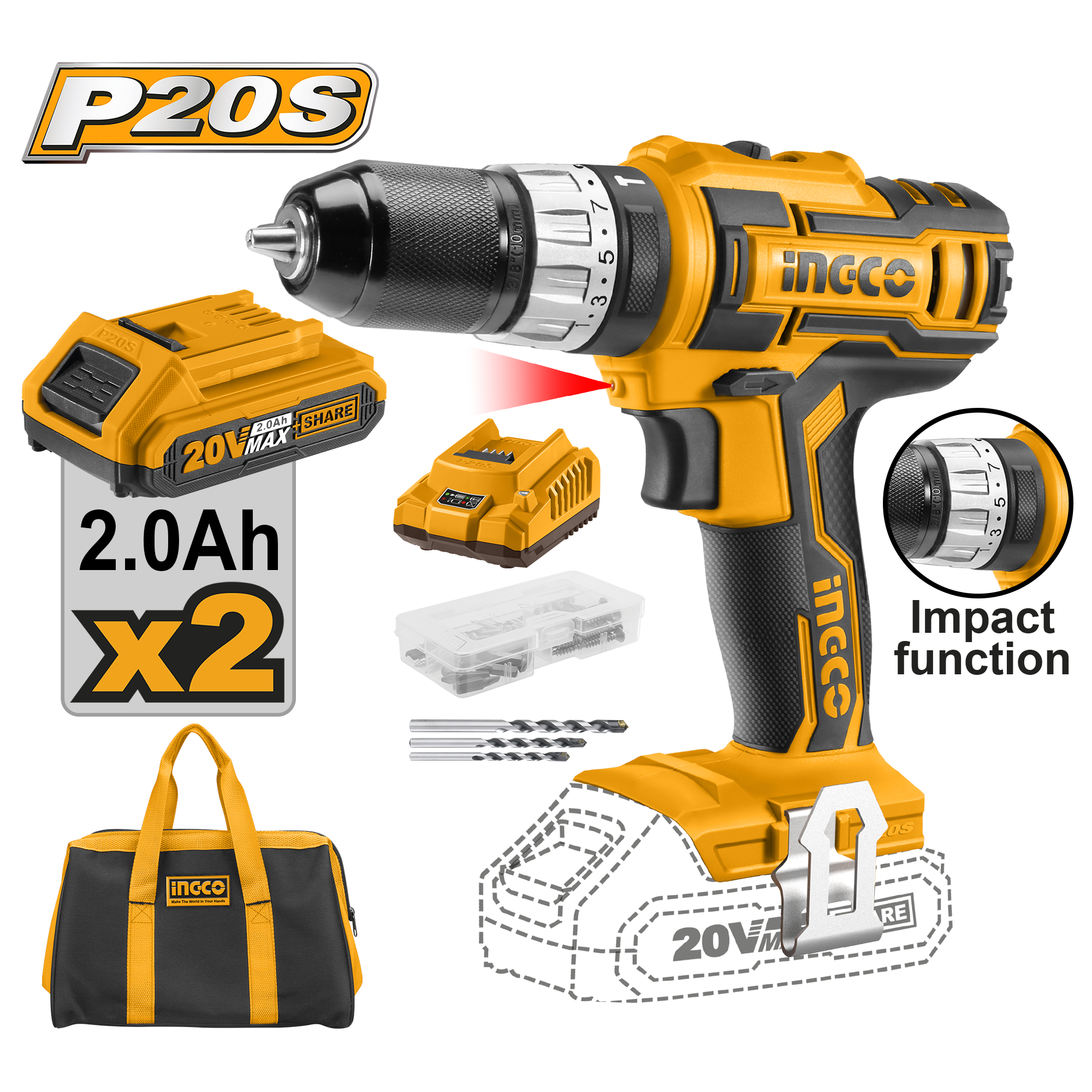 Cordless impact drill 20v ind with bag – C5