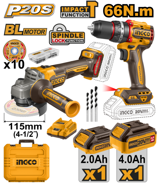 Ingco Cordless 2 pcs combo kit