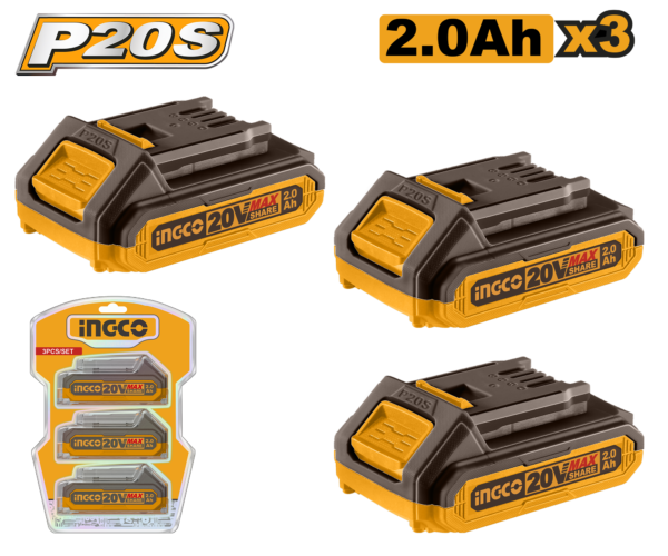 Ingco 3 pcs Battery 20V 2Ah
