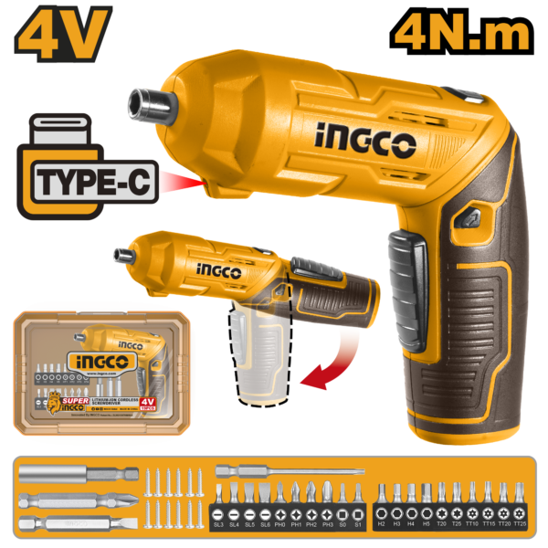Ingco Cordless screwdriver 4V 4Nm Type-C