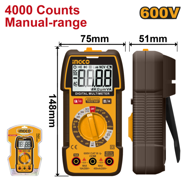 Ingco Digital multimeter 600V 4000 Counts
