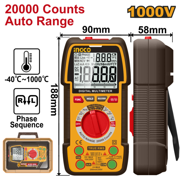 Ingco Digital multimeter 1000V 20000 Counts