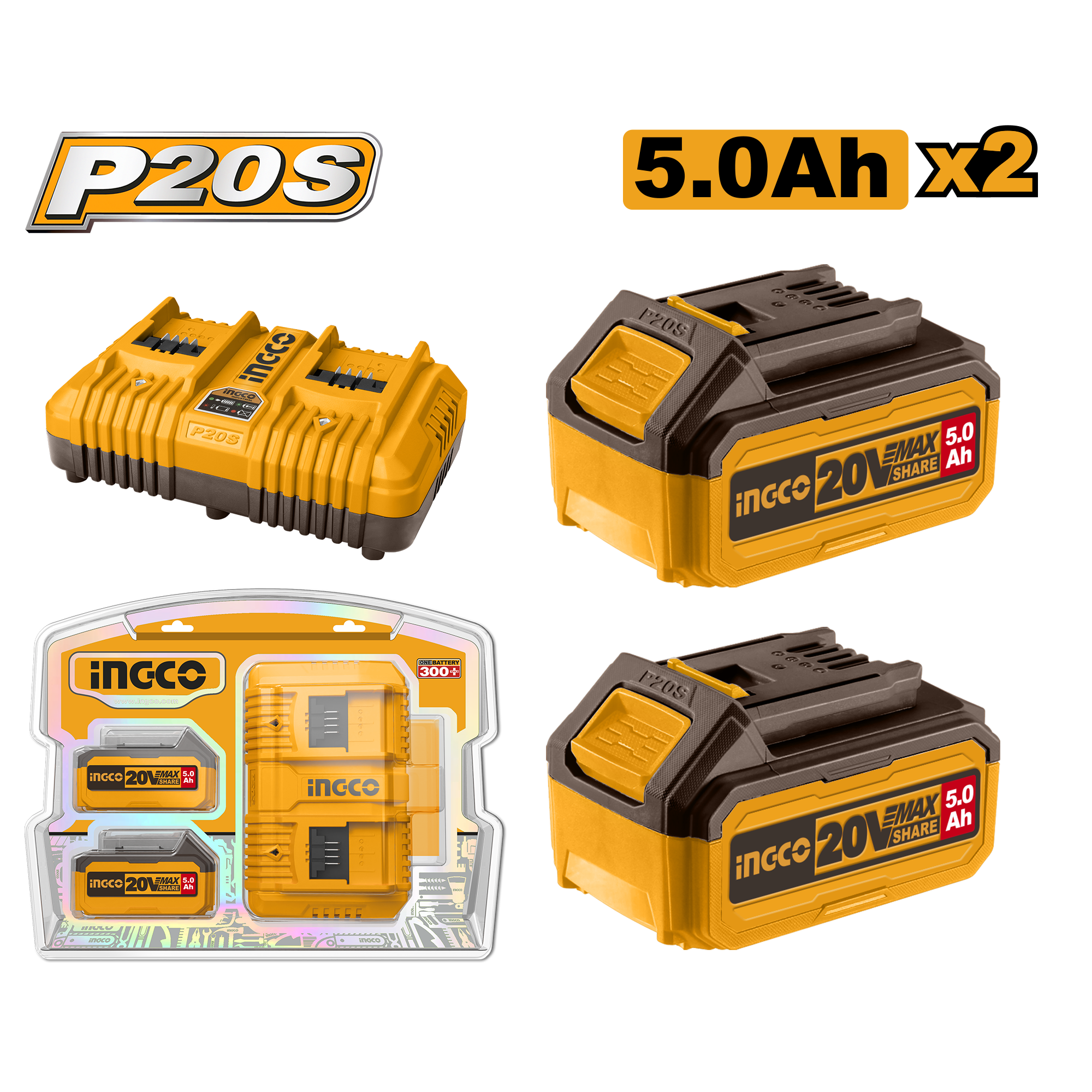 P20S Lithium-Ion battery and charger kit 20V 2x5Ah – P4C8