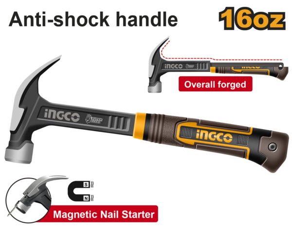 Ingco Claw hammer 16oz metal front