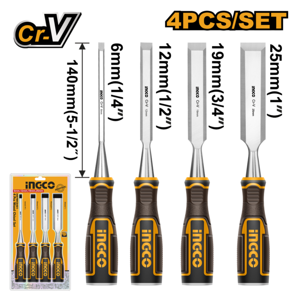 Ingco 4 Pcs wood chisel set