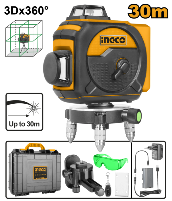 Ingco 3D Green Beam Self-Leveling Laser Level