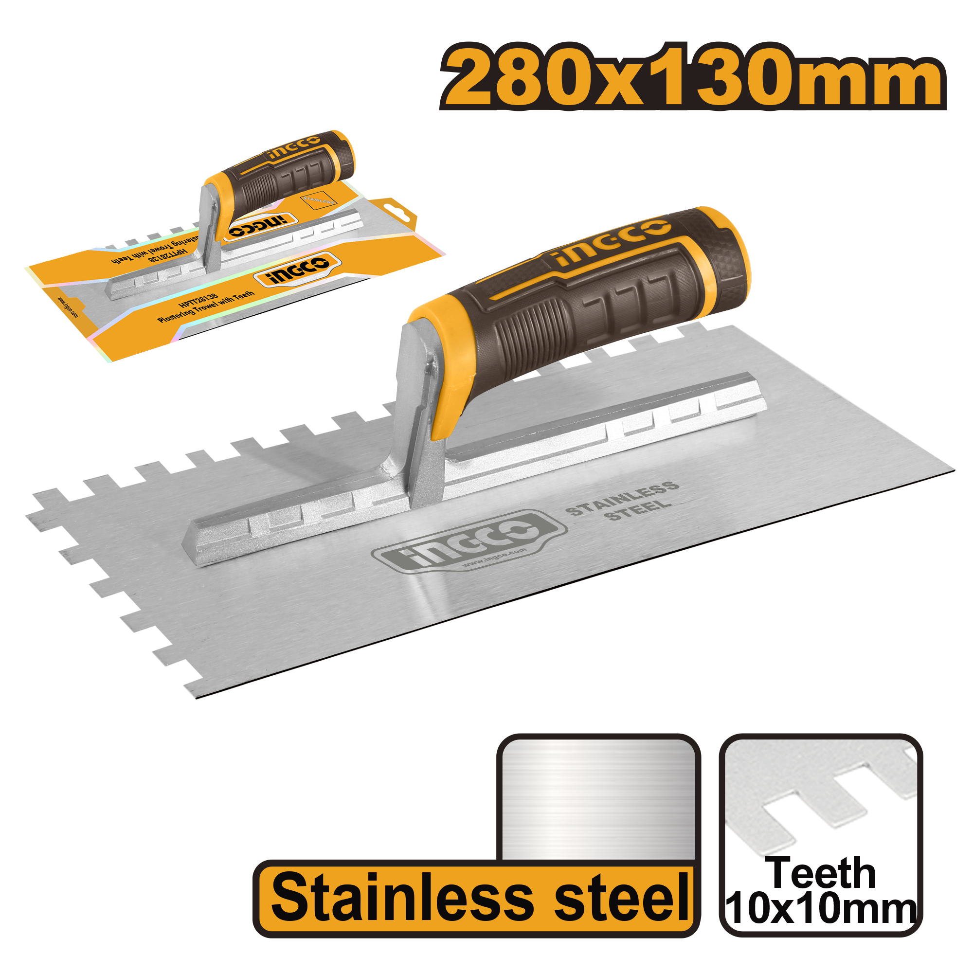 Plastering trowel with teeth