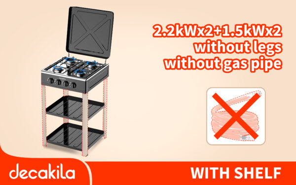 Gas stove with shelf