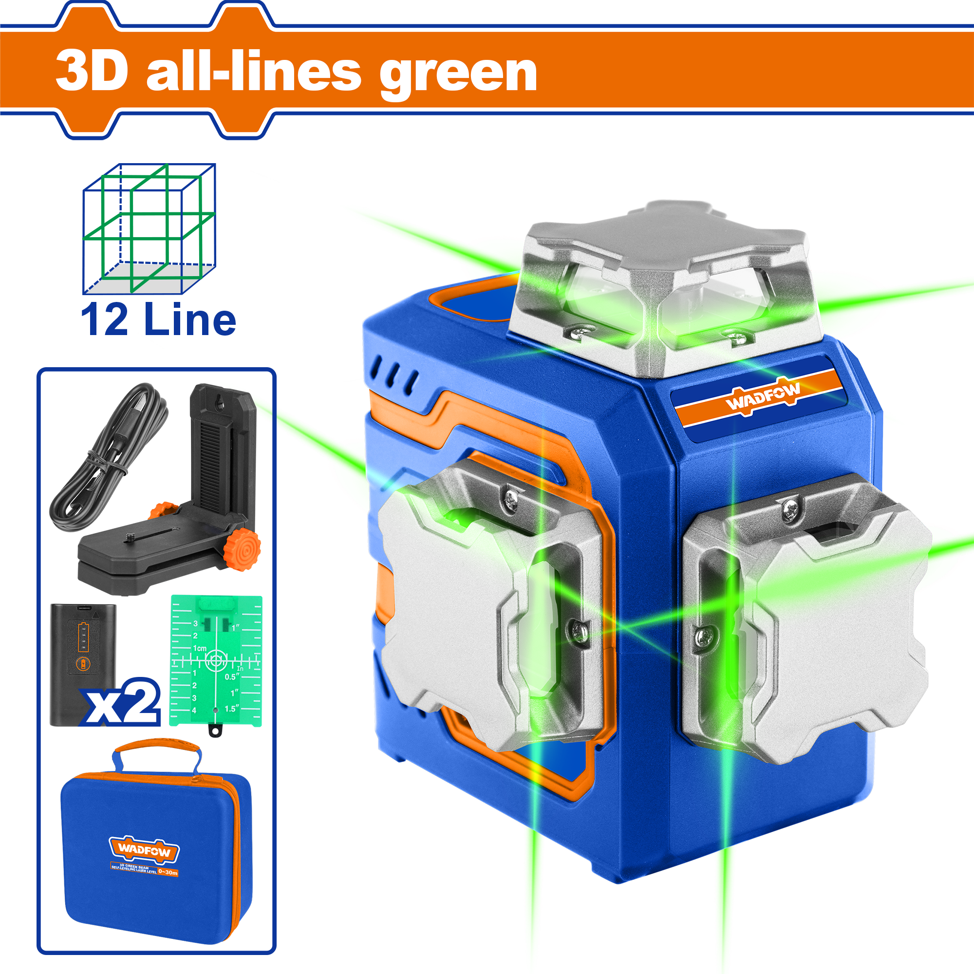 3D Green Beam Self-Leveling Laser Level