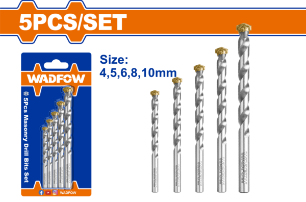 Wadfow 5 Pcs masonry drill bits set