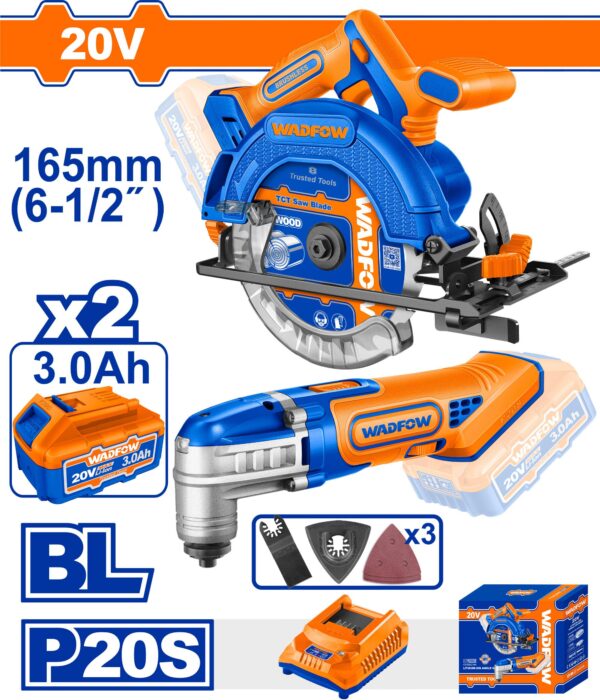 Wadfow Cordless circular saw + cordless multi-tool Combo Set