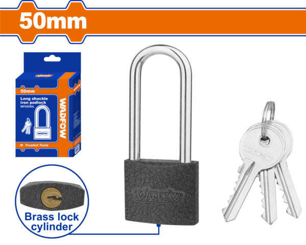 Wadfow Long shackle iron padlock