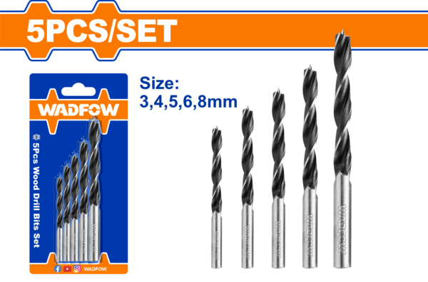 Wadfow 5pcs wood drill bits set