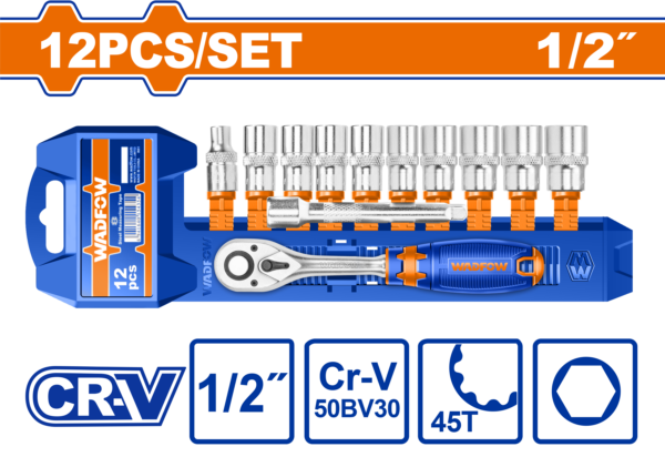 Wadfow 12 Pcs 1/2″ socket set