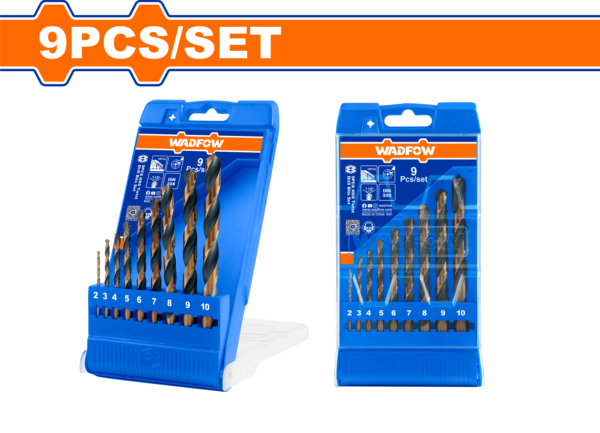 Wadfow 9 Pcs HSS twist drill bits set