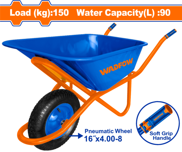 Wadfow Wheel barrow 150kg 90L pneumatic