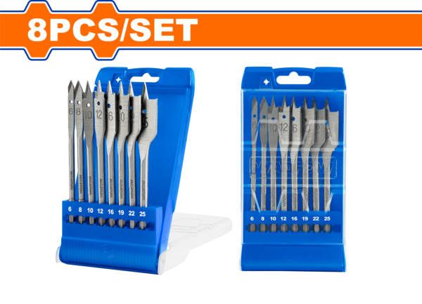 Wadfow 8 Pcs flat wood drill bits set